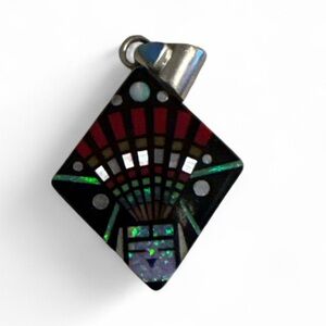 Sheryl Martinez Sterling Silver 925 Galaxy Micro Inlay Kachina Pendant 2.00in